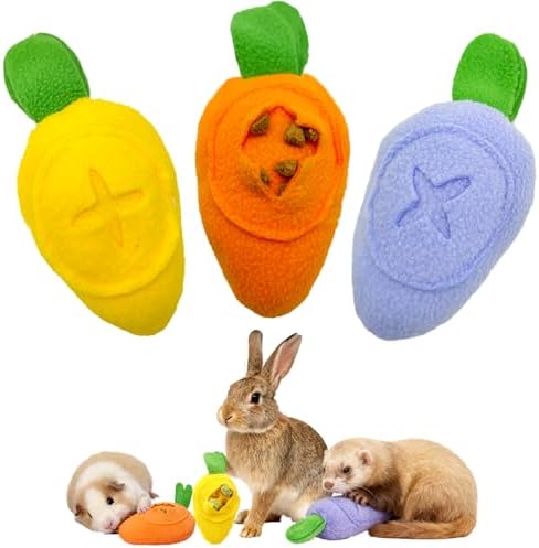 Hamiledyi Guinea Pig Toys Rabbit Foraging Enrichment Toy Slow Feeder Food Hide Puzzle Toys Boredom Relief and Foraging Fun (3 Pieces)
