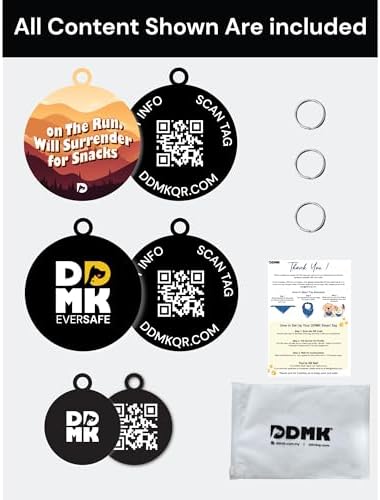 DDMK Smart Pet Tag Set | Includes 3 Tags | QR Code for Instant Alerts | Custom Pet Profiles | Durable & Waterproof | No Subscriptions or Fees |37-ON THE Run Will Surrender for Snacks