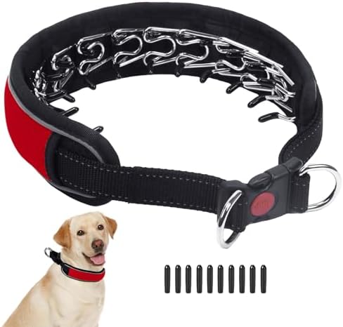 Martingale No Pull Dog Collar for Large Medium Dogs Training Walking, Heavy Duty Nylon Reflective Adjustable Anti Pull Slip Collar with Buckle S Red
