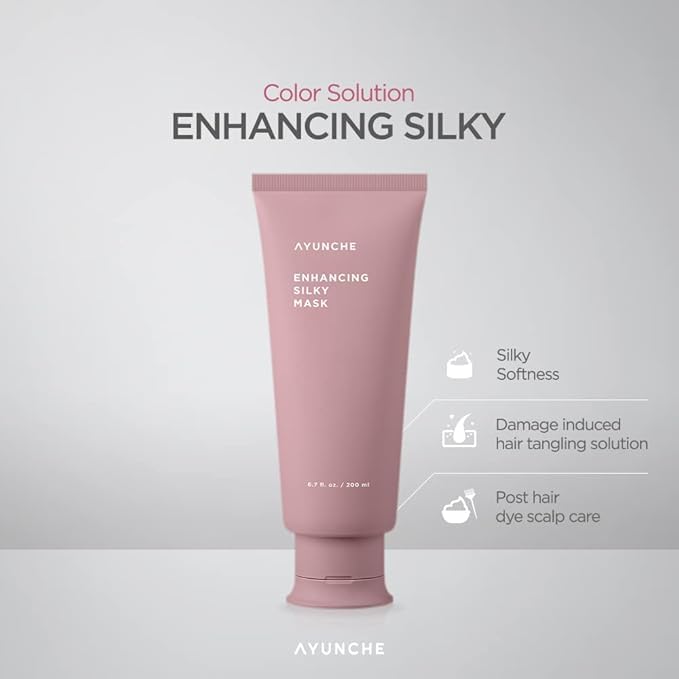 AYUNCHE Enhancing Silky Hair Mask 3.3 fl. oz. (100ml) [For Dyed & Damaged Hair] | Nourishing & Smoothing Deep Conditioner with Camellia Oil | Korean Salon Brand