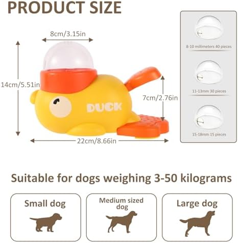 Dog Treat Dispenser Toy Duck-Shaped, Interactive Feeder with 3 Outlets & Non-Slip Base, Easy to Clean