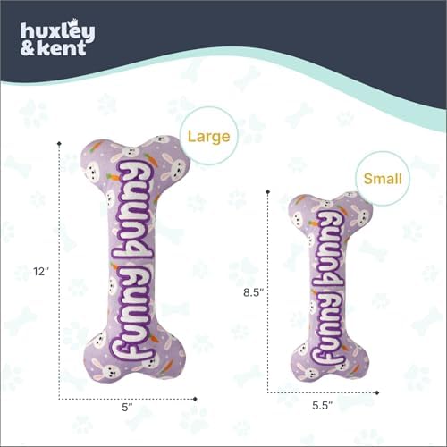 Huxley & Kent Power Plush Squeaky Dog Toy, Funny Bunny Bone, Large