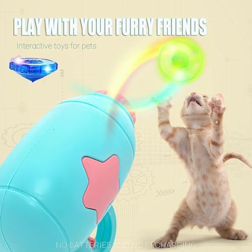 Cat Flying Disc Propeller Launcher Toy, Interactive Fetch for Indoor Cats