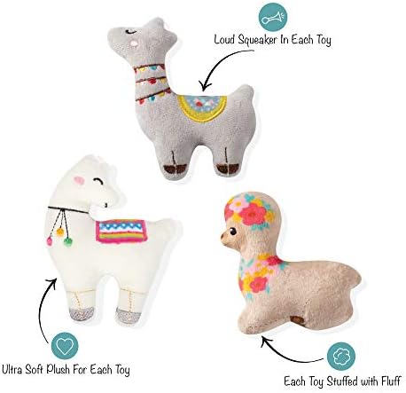Fringe Studio Pet Toy, Small Dog Toy Set, Llama Love, 3 Pieces (289409)