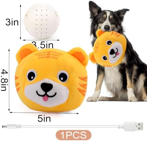 BABORUI Interactive Dog Toys Tiger, Jumping Squeaky Dog Toys with Recording and Music Modes, Rechargeable Moving Dog Chew Toys for Small/Medium/Large Dogs to Keep Them Busy(Tiger)