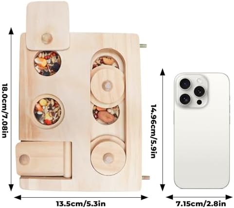 Wooden Bird Foraging Puzzle – Interactive Food Challenge Toy with Sliding Blocks & Locks | Cage-Mounted Enrichment for Budgies, Cockatiels, Conures