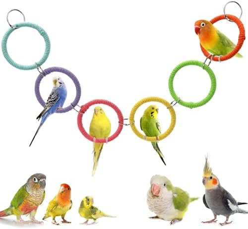 6-Ring Bird Swing Toy for Cage, DIY Cotton Rope for Parrot Soft Grip