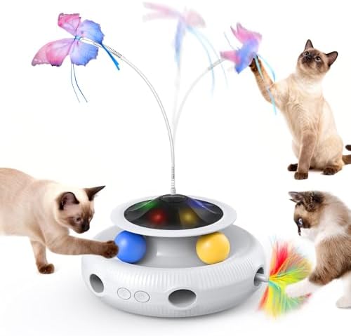 Pawtners Cat Toys, Automatic Interactive Kitten Toys for Indoor Cats, White