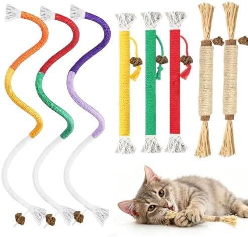 Tocirelo Cat Toys Silvervine Sticks, Cat Chew Toy for Teeth Cleaning 8Pack