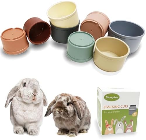 8 Pcs Stacking Cups for Rabbits Guinea Pig Reusable Multi-Colored Bunny Toy Rabbit Toys of Different Sizes, Safe Plastic Nesting Toys for Bunny Small Animals Hiding Food and Playing