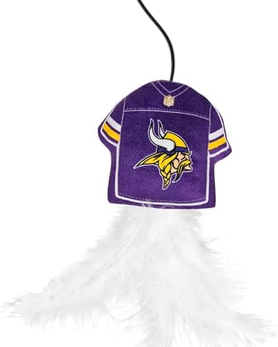 Pets First NFL Minnesota Vikings Team Jersey Wand with CAT NIP, Cat Toy Jersey Shaped Plush Teaser Toy for Cats & Kittens - Interactive Pet Toy for Play & Exercise