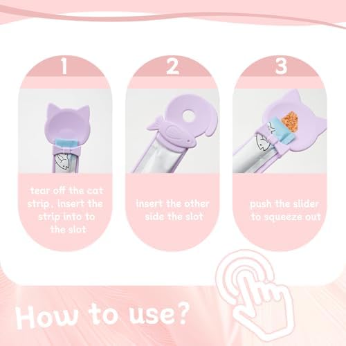 RUIAN 3 Pack Cat Treat Spoon Dispenser, Mess-Free Lickable Treat Feeder for Cats, Squeeze Spoon for Wet Food & Treat Tubes, Easy Clean, BPA-Free Plastic Cat Feeding Spoon