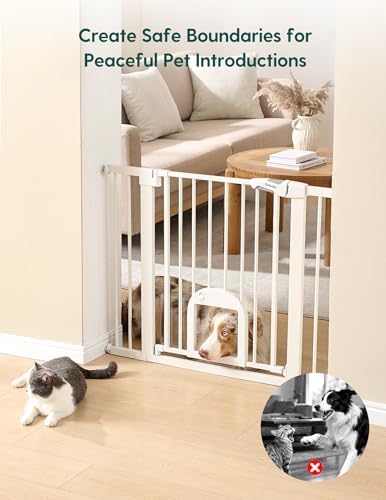Babelio Extra Wide Baby Gate with Cat Door, CatPrivilege III, 29-55"