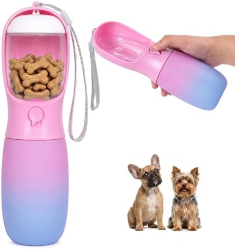Dog Water Bottle Puppy Essentials, Portable Filtered Dispenser with Travel Dog Food Storage Container, Pet Supplies Gifts Stocking Stuffer Treat Pouches for Pet Training Outdoor Walking Hiking Camping