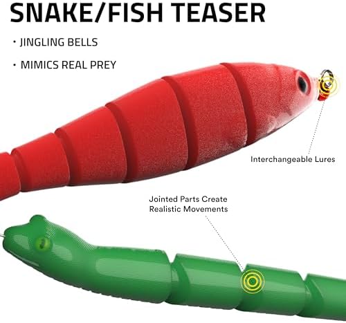 Playology Cat Toys | Interactive Toy Teaser Fish & Snake Cat Toys for Indoor Cats | Toy Made from Non Toxic Materials