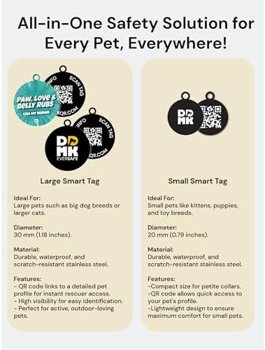 DDMK Smart Pet Tag Set | Includes 3 Tags | QR Code for Instant Alerts | Custom Pet Profiles | Durable & Waterproof | No Subscriptions or Fees |46-PAW Love Belly RUBS