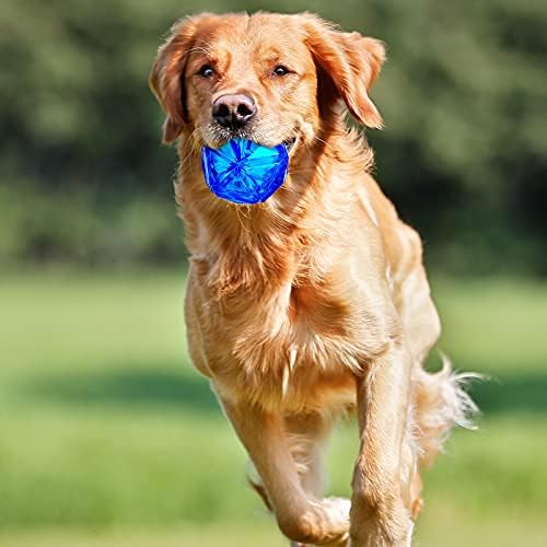 Sumind 3 Pcs Light Dog Ball Glow in The Dark Dog Ball LED Glowing Interactive Squeaky Spiky Interactive Toy Bounce Activated Pet Toy for Puppies