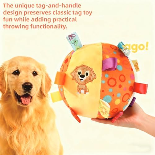Dog Tag Toy, 6-Inch Squeaky Plush Toy for Puppies & Small Medium Dogs