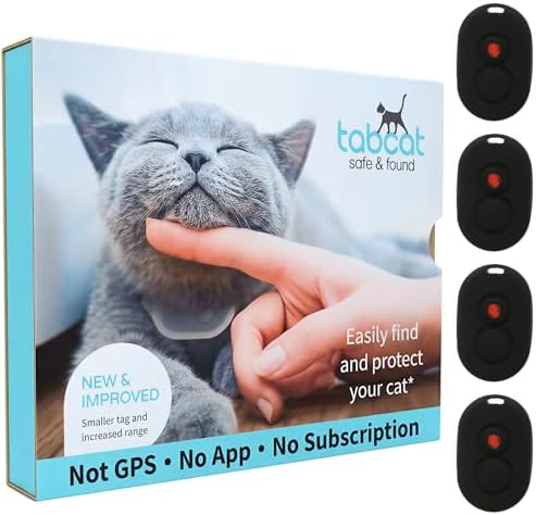 Tabcat V2 Cat & Kitten Tracker - More Accurate Than GPS - No Monthly Fee or Subscription - Includes 4 Homing Tags - Up to 150m Range - Small & Lightweight Tags Perfect to Find Indoor & Outdoor Cats