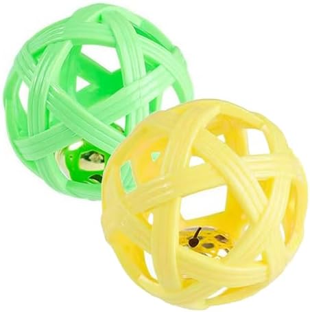 2PCS pet Bell Ball Toy,Suitable for Dogs, Cats, and Other Animals. Safe and Durable, bite-Resistant Design, Promotes Activity, an Essential Daily Plaything for Pets. (Green and Yellow)