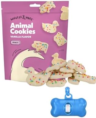 Wiggles & Wags Animal Cookies, Vanilla Flavor, 12 oz with Bone Shaped Dispenser