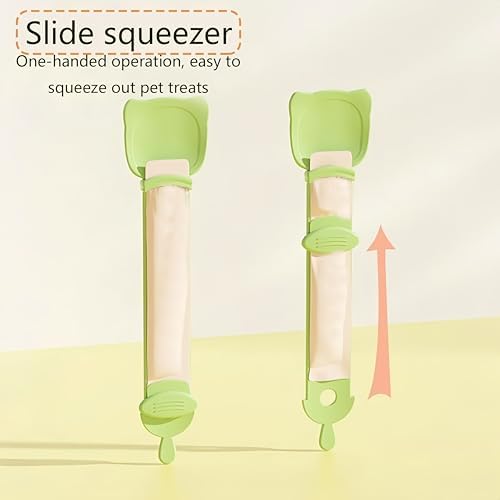 Multifunctional Cat Strip Squeeze Spoon - Cute Cat Head Feeder, 3 Color Strip, Wet Food Dispenser & Treat Spoon (Pet Supplies) (Orange-1PCS)