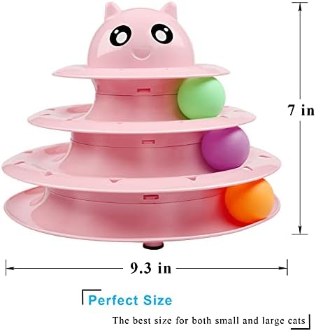 UPSKY Cat Toy Roller 3-Level Turntable Cat Toys with Six Colorful Balls | Puzzle Kitten Toys, Sturdy Structure, Detachable Design, Easy to Assemble, Anti-Slip, Reduces Boredom for Indoor Cats