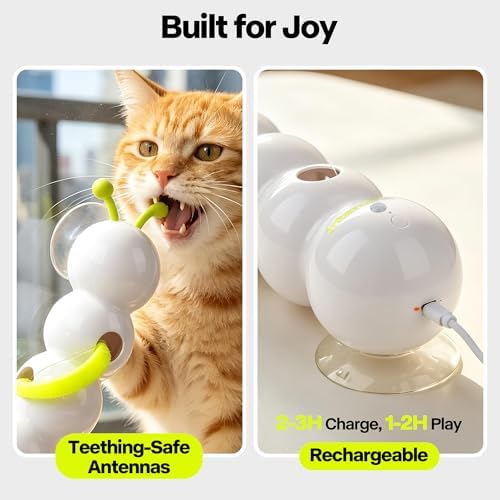 Interactive Caterpillar Cat Toy, Whack-a-Mole Feather Teaser Cat Toy