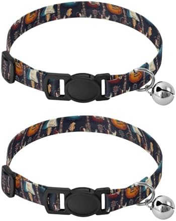 Guitars Black Puppy Collar with Bell 2 Pack Cats Collar Adjustable 10.6 to 17.1 Inches