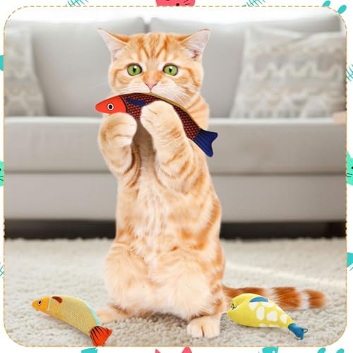 6 Pack Christmas Catnip Cat Toys, Saury Shape