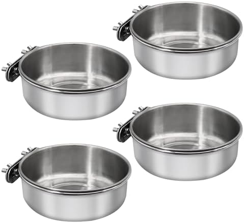 Stainless Steel Bird Feeding Dish Cups, 4 Pack, Medium