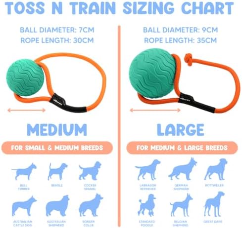 Dog Ball Toy with Rope, Durable EVA Foam Floating Dog Toy, Interactive Fetch & Toss n’ Train Tug Ball for Dogs, Bouncy Pet Ball for Outdoor Indoor Play - Green, Large