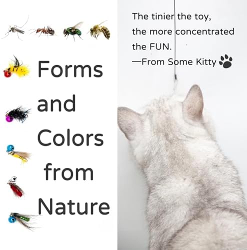 Insect Cat Toy Set with Bells for Cat Teaser, Ultra-Realistic Bug Toy Refills for Wand Toys, Interactive Toys Ideal for Kitten Enrichment Exercise & Mental Stimulation (5 PCS)