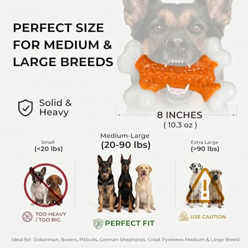 Kseroo 2-Pack Indestructible Dog Toys for Aggressive Chewers: Peanut Butter Flavored Hard Nylon Bone Chew Toys, Tough Dog Chew Toys, Dog Toys to Keep Them Busy for Medium Large Dogs, Orange