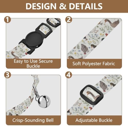 Farm Chickens Cat Collars 2 Pack Soft Cat Collar Adjustable 10.6 to 17.1 Inches
