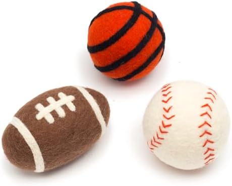 Glaciart One Felt Wool Balls for Dogs (3 Pcs)| Durable Dog Chew Toy, Puppy Chew Toys for Teething & Dog Teeth Cleaning | Pet Toys Fetch Games & for Anxiety/Boredom | Great for Small or Medium