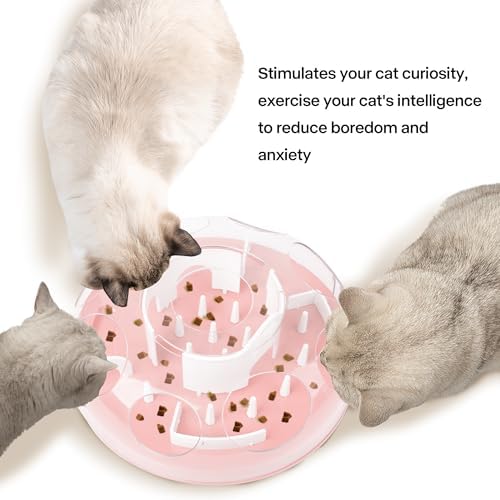 Pet Prime Cat Puzzle Feeder Interactive Enrichment Toys for Indoor Cats Slow Feeder Food Treat Puzzle Cat Stimulation Toys Pink