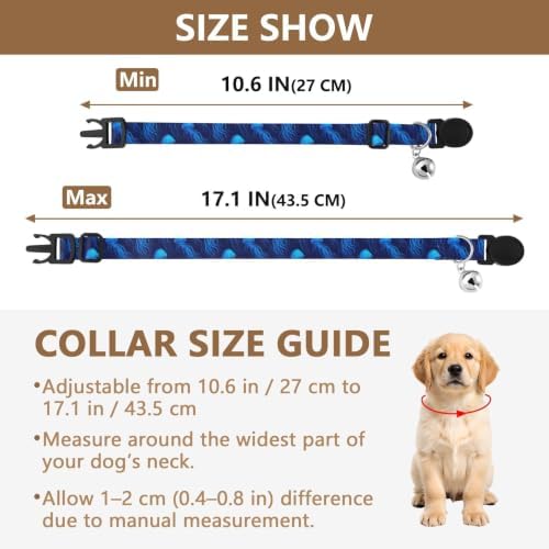 Blue Jellyfish Deep Blue Cat Collars 2 Pack Cat Neck Collar Adjustable Length 10.6" to 17.1"