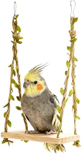 Hanging Bird Swing Bird-Toys Bird Cage Toys & Bird Perch Natural Wood
