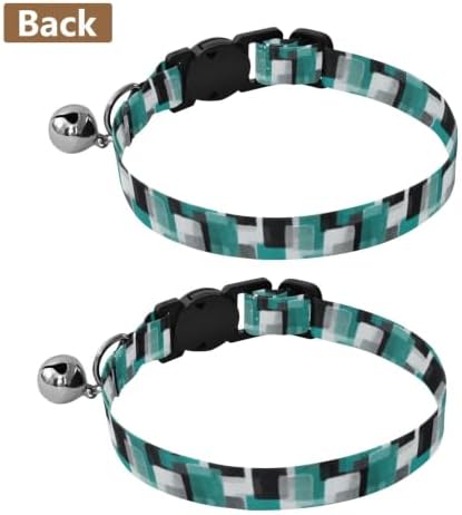 Retro Teal Cat Collars with Bell 2 Pack Kitten Collar Adjustable Length 10.6" to 17.1"