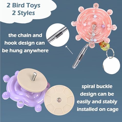 3pcs Bird Toys for Parakeets, Colorful Spinner Wheel (Rondom Color)