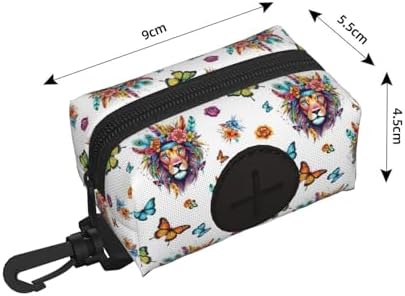 Dog Poop Bag Holder for Leashes Pouches for Pet Waste Bags and Walking Accessories (Colorful Lion Flowers Floral White)