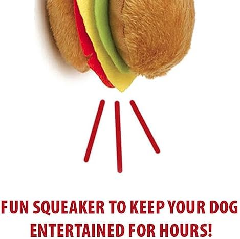 Jeffers Pet Plush Food Themed Dog Toy with Squeaker, 4.5 inch - Hamburger