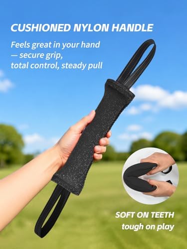 K9-Grade Dog Bite Tug Toy with Strong Handles, Interactive Tug of War Dog Toy, Durable & Tear-Resistant Linen, Lasting Training Equipment, Ideal for Medium to Large Breeds (Black+Blue)
