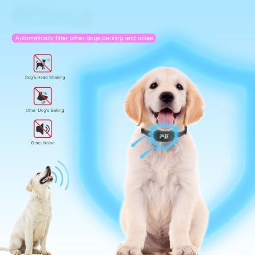 Smart Color Screen Rechargeable Dog Bark Collar, Waterproof Anti-Barking Training Collar for Large Medium Small Dogs with Beep, Vibration & Safe Shock (Black)