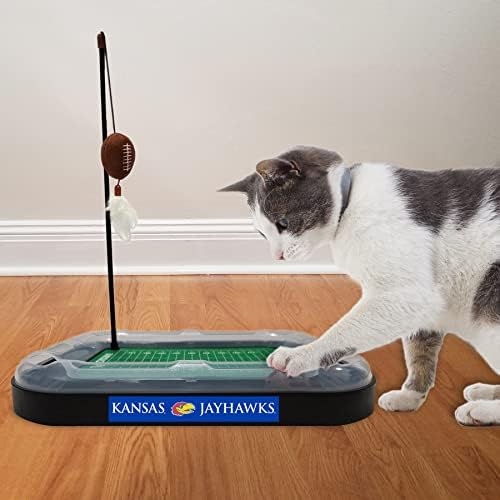 Pets First CAT Scratcher & Plush Football Toy with Catnip, Feather & Jingle Bell Interactive Ball Cat Chasing 5-in-1 Kitty Toy