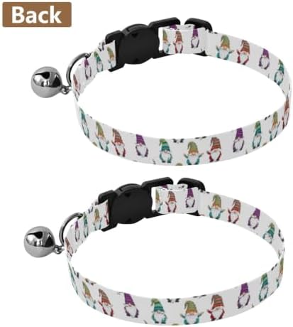 Gnomes Colorful Striped Adjustable Buckle Pet Collar 2 Pack Comfortable Cat Collar