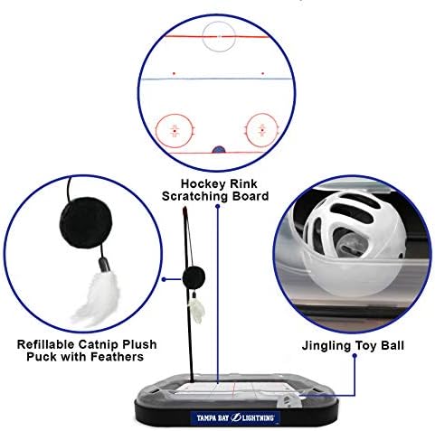Pets First 5-in-1 NHL Tampa Bay Lightning Cat Scratcher Toy with Interactive Cat Ball Bell in Tracks