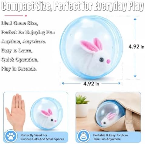 Rotate 360° Spin Moving Cat Ball - Fun Indoor Interactive Pet Ball | 360° Rotating and Rolling Self-Rolling Interactive Cat Ball Realistic Animal Shapes Blue, Brown Mouse Cute Pet Rotating Toy