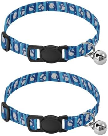 Volleyballs White Stars Blue Stripes Metal Bell Included Cat Collars 2 Pack Adjustable Pet Collar